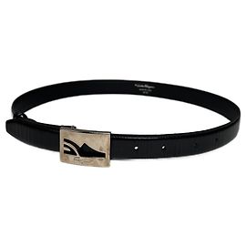 Vintage Salvatore Ferragamo Lackledergürtel Schwarz