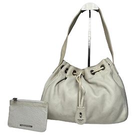 Borsa a secchiello in pelle vintage Emporio Armani bianca
