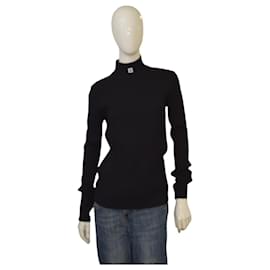 Unique Pieces by Edmond Luu Black Ribbed High-Neck Sweater – Size L - Autre Marque