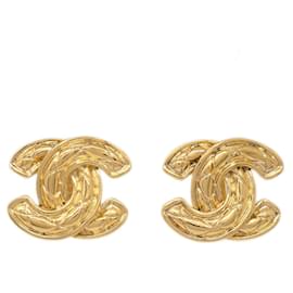 Orecchini Chanel CC Clip-On in metallo trapuntato