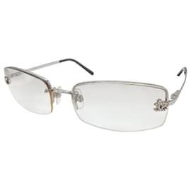 Gafas de sol Chanel CC Logo Plateadas Transparentes Sin Montura con Rhinestones 4093-B