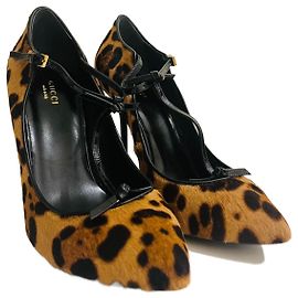 Saltos Gucci em pele estampa de leopardo