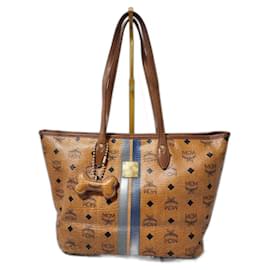Sac fourre-tout à rayures en forme d'os de chien MCM Visetos marron
