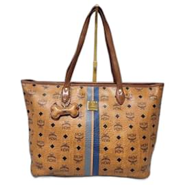Sac fourre-tout rayé MCM Visetos en cognac