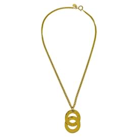 Celine Vintage Logo Kreis Anhänger Halskette Metall - Céline