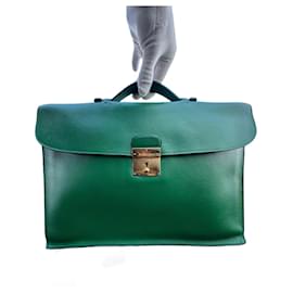 Portadocumenti Hermès Vintage Courchevel Quirus Verde Timbro Y