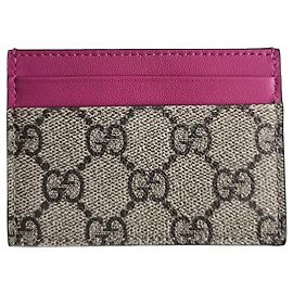 Tarjetero Gucci Ophidia Beige Rosa Lona GG Supreme y Cuero