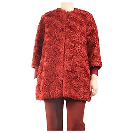 Autre Marque Roter Mohair-Mantel - Größe UK 10