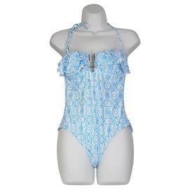 Melissa Odabash Costume da bagno bandeau floreale blu - taglia UK 12