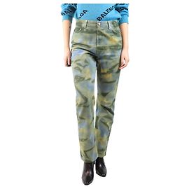 Ulla Johnson Pantalones de estampado en tinte verde y azul - talla UK 12