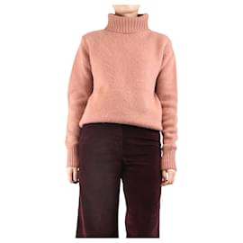 Suéter de cashmere rosa com gola alta - tamanho S - Joseph