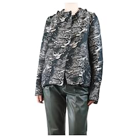Marni Chaqueta de jacquard negra y plateada - talla UK 10