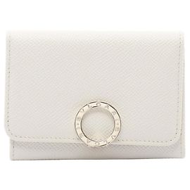 Bulgari Porta tarjetas de visita de cuero blanco Bvlgari