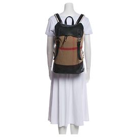 Burberry Mega Check Canvas Rucksack Schwarz/Beige