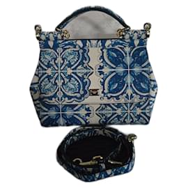 Borsa a mano Dolce & Gabbana Sicily in pelle blu