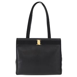 Tote Salvatore Ferragamo Vintage Vara Bow in pelle rettata di lucertola Medium