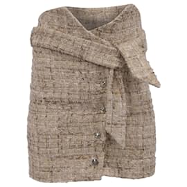 Falda mini de tweed con cinturón Iro Tomia en acrílico beige