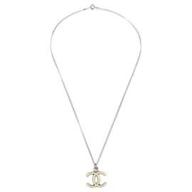 Chanel CC Logo Anhänger Halskette aus Metall