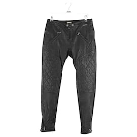 Galliano Pantalones slim de cuero negro