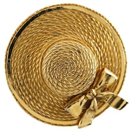Spilla a forma di cappello di paglia placcata in oro Chanel