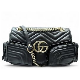 NUOVA BORSA GUCCI MARMONT MULTI TASCHE IN PELLE NERA CON TRACOLLA