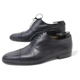 ZAPATOS BERLUTI RICHELIEU 0141 8.5 42.5 CUERO PATINADO NEGRO Y GRIS - Berluti