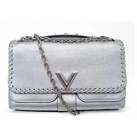 BOLSA LOUIS VUITTON VERY CHAIN M43201 EM COURO PRATEADO