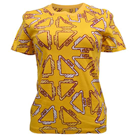 T-shirt stampata Hermès Tatersales in cotone giallo