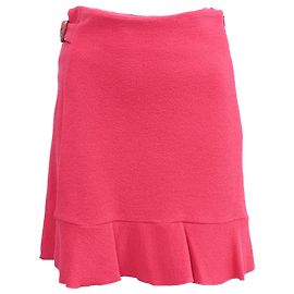 Falda Mini de Crepé con Volantes en Lana Rosa de Boutique Moschino