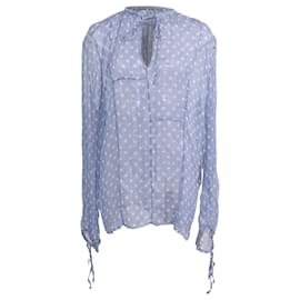 Haider Ackermann Polka Dot Bluse aus hellblauer Seide
