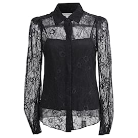 Blusa con maniche in pizzo Mariah di Diane von Furstenberg in nylon nero - Diane Von Furstenberg