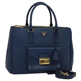 Prada Tote Lux a Doppia Cerniera con Tasca Frontale in Pelle Saffiano Media