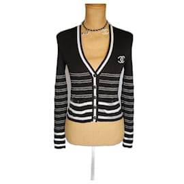 Cárdigan Chanel Negro y Blanco Algodón Cachemira