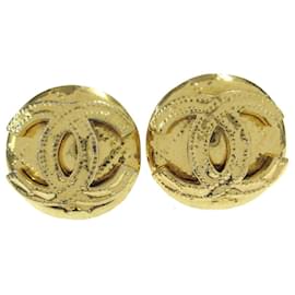 Orecchini vintage CC rotondi a clip in metallo piccoli Chanel