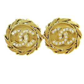 Orecchini a clip Chanel CC in metallo con perla finta