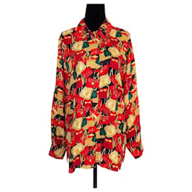 Givenchy camicia in seta rossa con fantasia di borsette