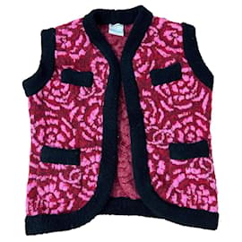 Chanel Ärmellose Weste Rosa Wolle Kaschmir 40