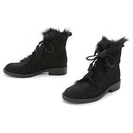Botines planos de tobillo forrados de shearling negro Pedro Garcia