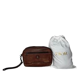 Clutch in pelle vintage Dior marrone