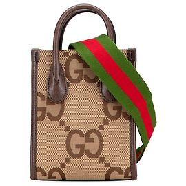 Borsa Mini Jumbo GG in tela marrone Gucci