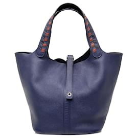 Hermès Picotin Lock 22 aus blauem Epsom Tressage