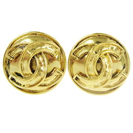 Orecchini a clip in metallo con bottone CC di Chanel