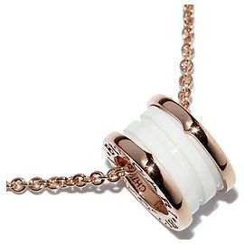 Bulgari Collana Pendente BVLGARI B.zero1 in Oro Rosa 750 e Ceramica Bianca