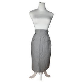 Falda Vintage Dior Cuadros Gris Blanco S