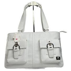 Borsa in pelle vintage Courreges bianca nuova con etichetta