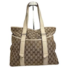 Borsa a mano vintage Gucci monogramma beige marrone bianco