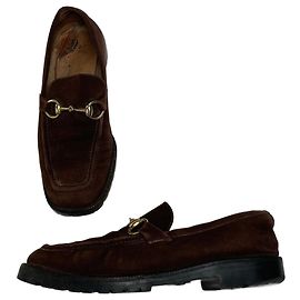 Mocasines de ante vintage de Gucci con detalle de estribo para hombres - Marrón