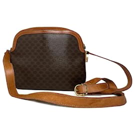 Borsa a spalla in pelle monogramma Triomphe Celine Paris vintage marrone - Céline
