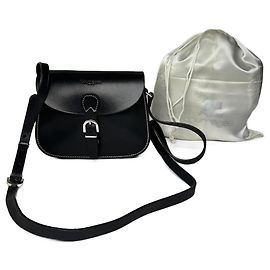 Borsa a tracolla in pelle vintage Courreges nera