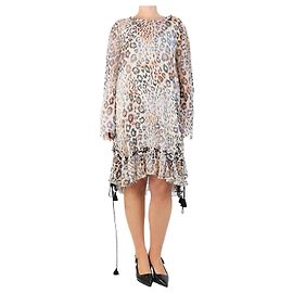 Chloé Abito midi leopardato a maniche lunghe - taglia UK 12